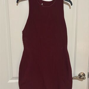 Aritzia Burgundy Ribbed Tank Dress